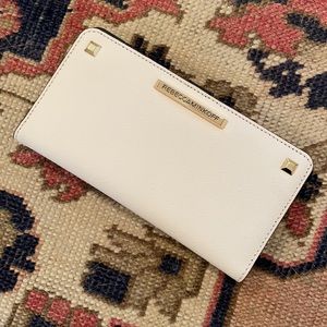 Rebecca Minkoff White Zip-Around Wallet with Gold Hardware